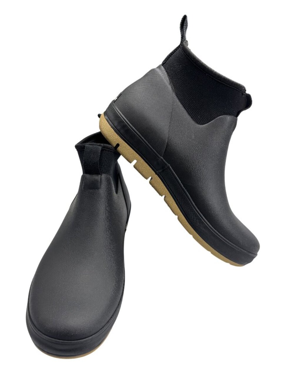 Staheekum Mens Black Rain Shoes Waterproof Slip-On Size 9 Durable Rubber Sole